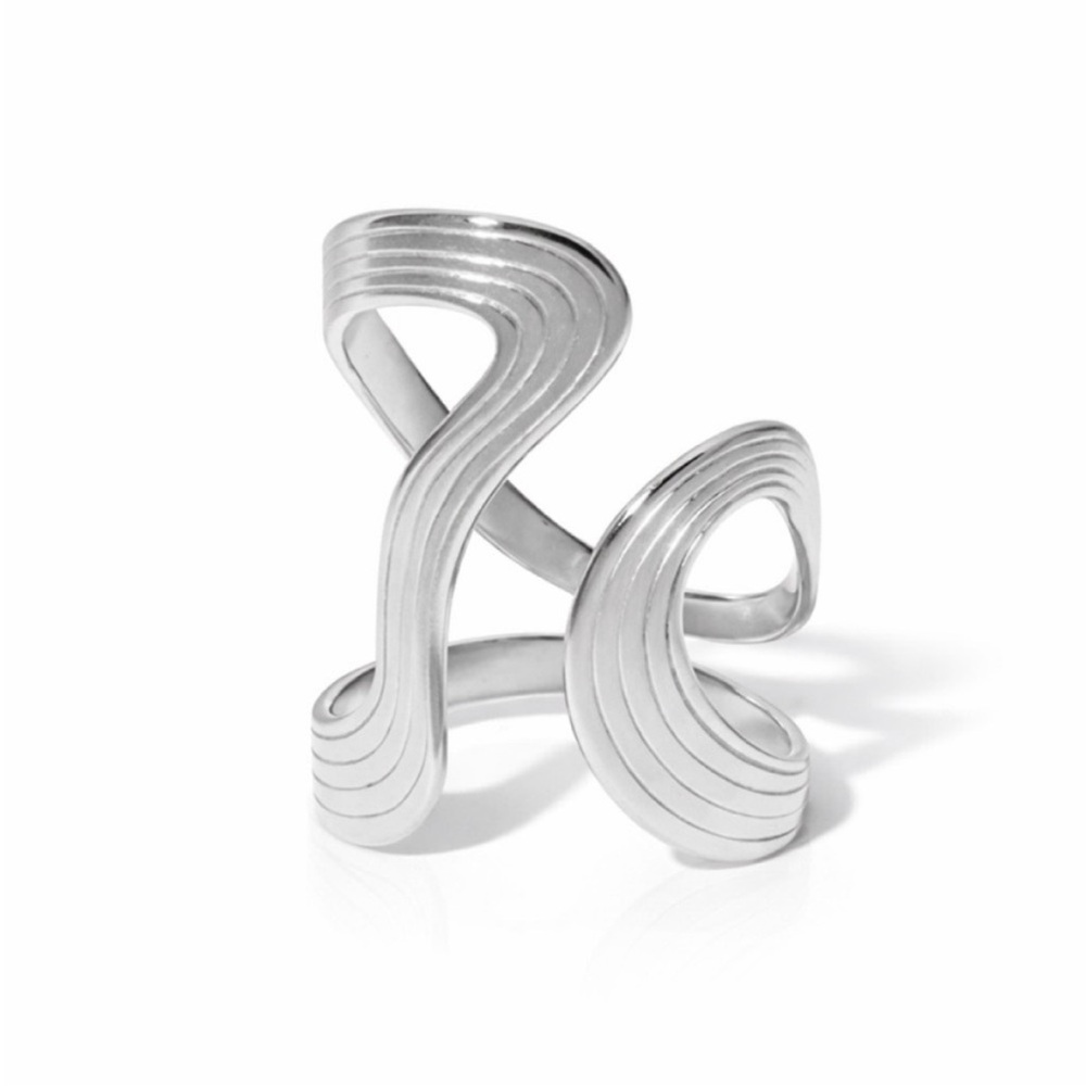 New! Silver Abstract Wrap Ring (1067) NWOT One Size
